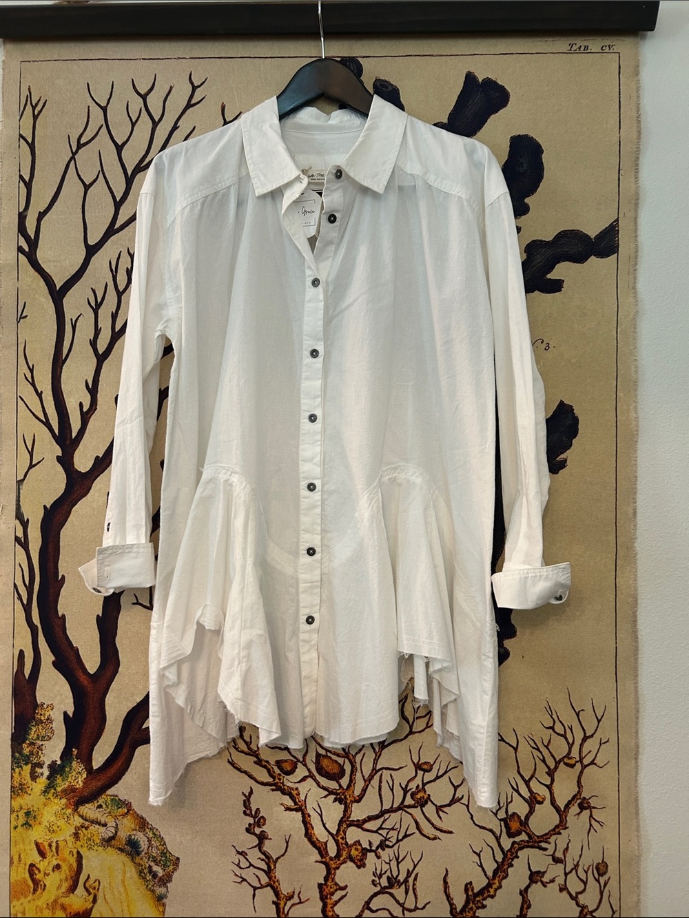 We The Free - Freya Poplin Boho White Button-Front Peplum Shirt *NWT